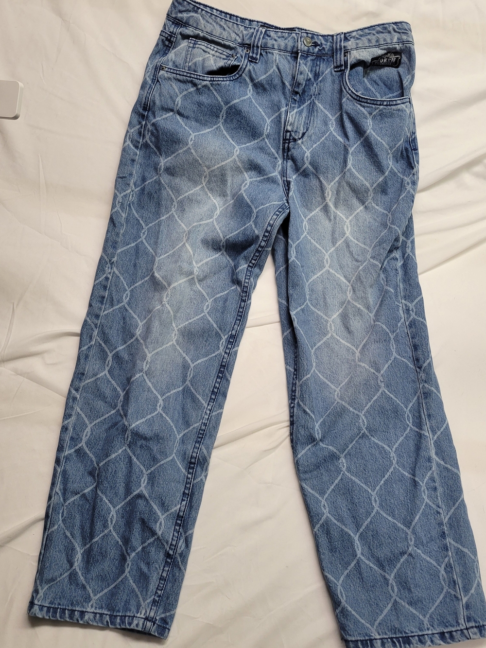 Broken Promises Chain Link Jeans Men’s 32 Blue Graphic Denim Streetwear Y2K